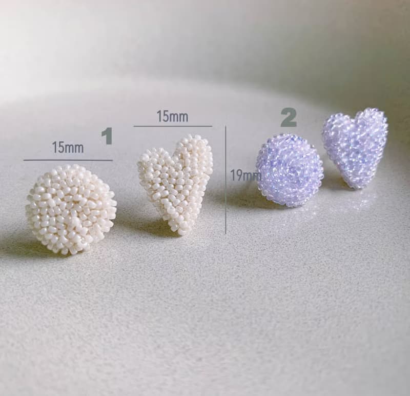圓圈心心珠仔刺繡耳環