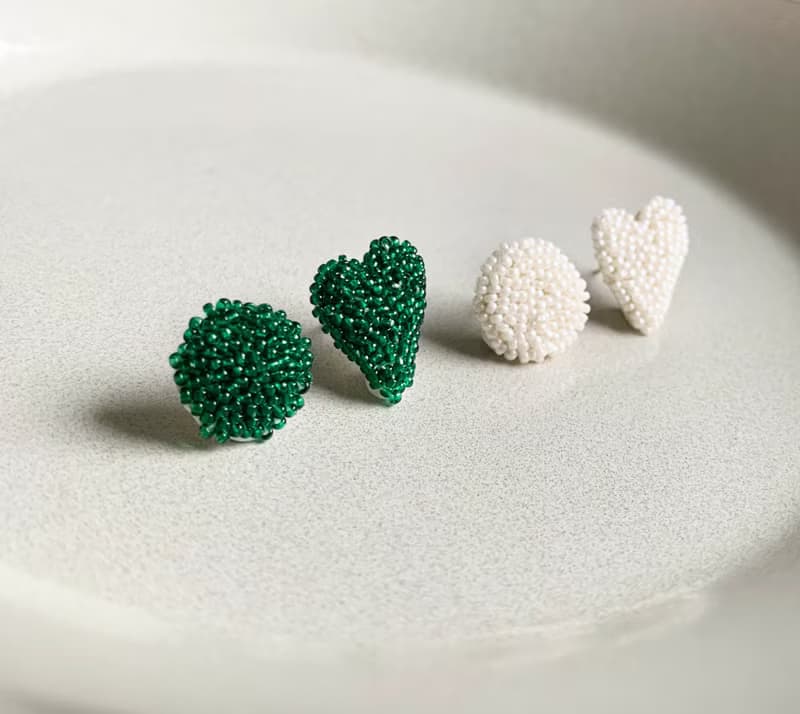 圓圈心心珠仔刺繡耳環