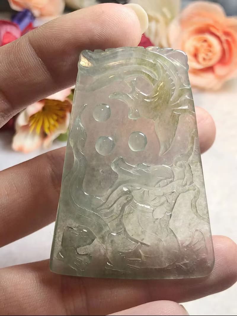 多寶晶石/天然翡翠A貨/龍鳳牌結婚禮物/情侶禮物/結婚禮物/龍鳳珮