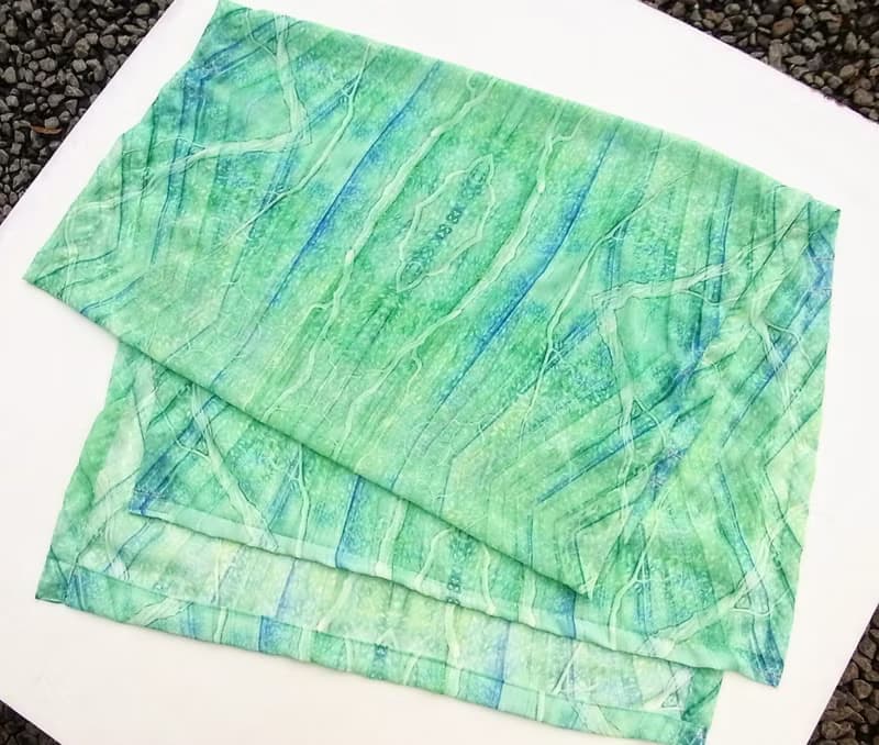 二週間【Rain colored trees】水彩画シフォンストール　スカーフ　ショール　水色　青　おしゃれ　爽やか　ファッション小物　樹木　葉っぱ