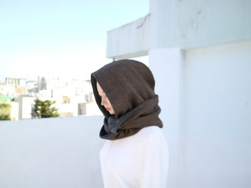 連帽 圍脖. 帽子圍巾.scarf  雙面雙色 大人.小孩均適用
