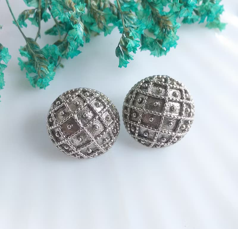 Vintage Jewelry 西洋古董飾品 銀色調 行星  針式耳環
