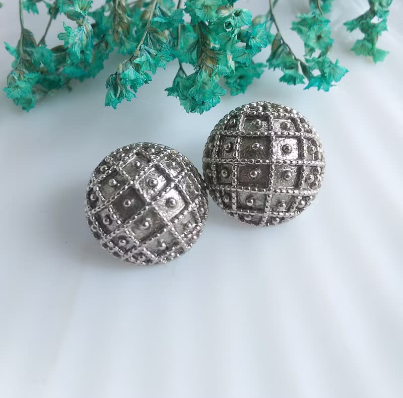 Vintage Jewelry 西洋古董飾品 銀色調 行星  針式耳環