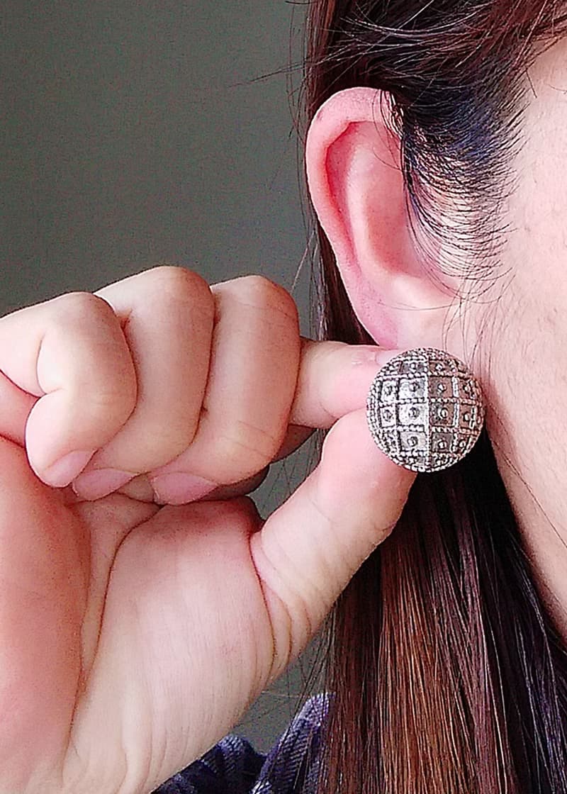 Vintage Jewelry 西洋古董飾品 銀色調 行星  針式耳環