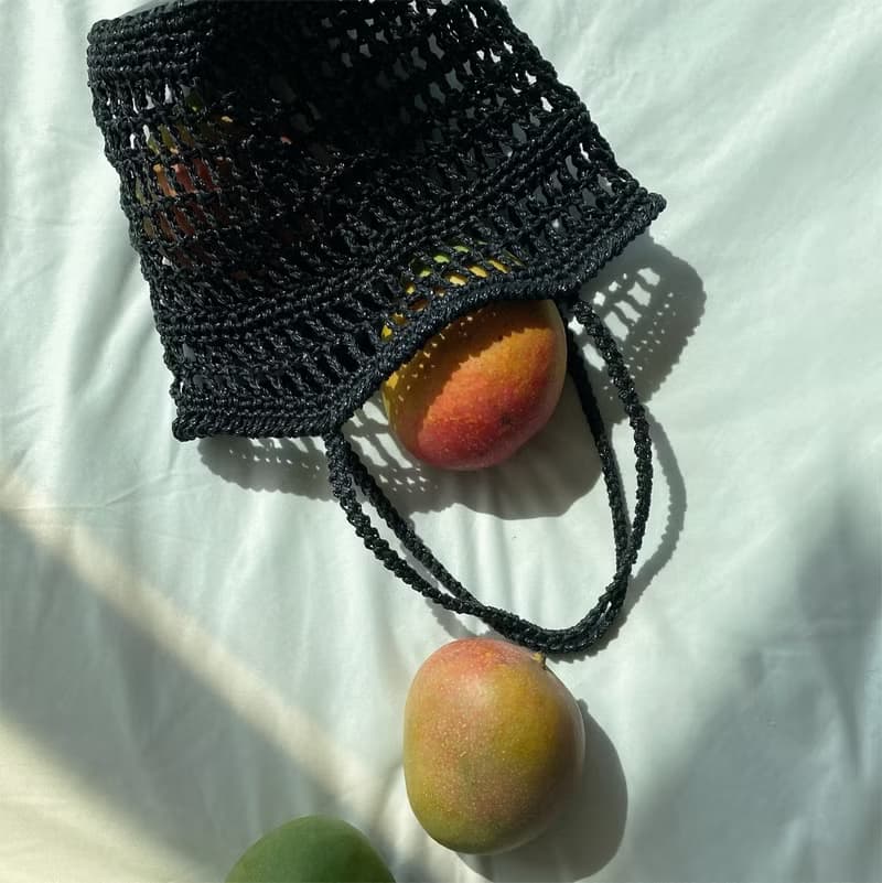 Black Summer Resort Beach Mesh Net Bag Tote Bag