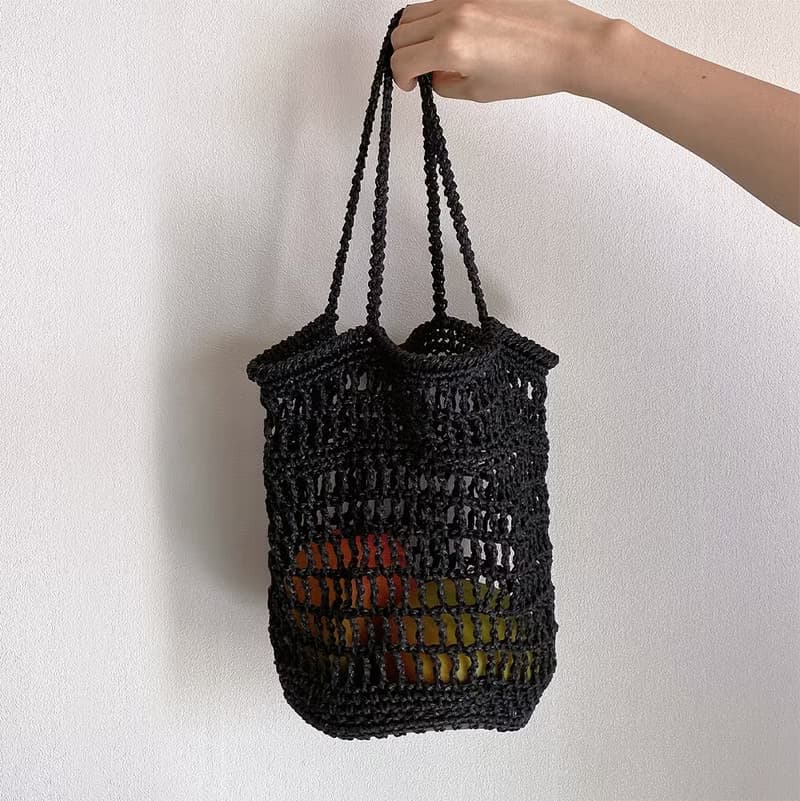 Black Summer Resort Beach Mesh Net Bag Tote Bag