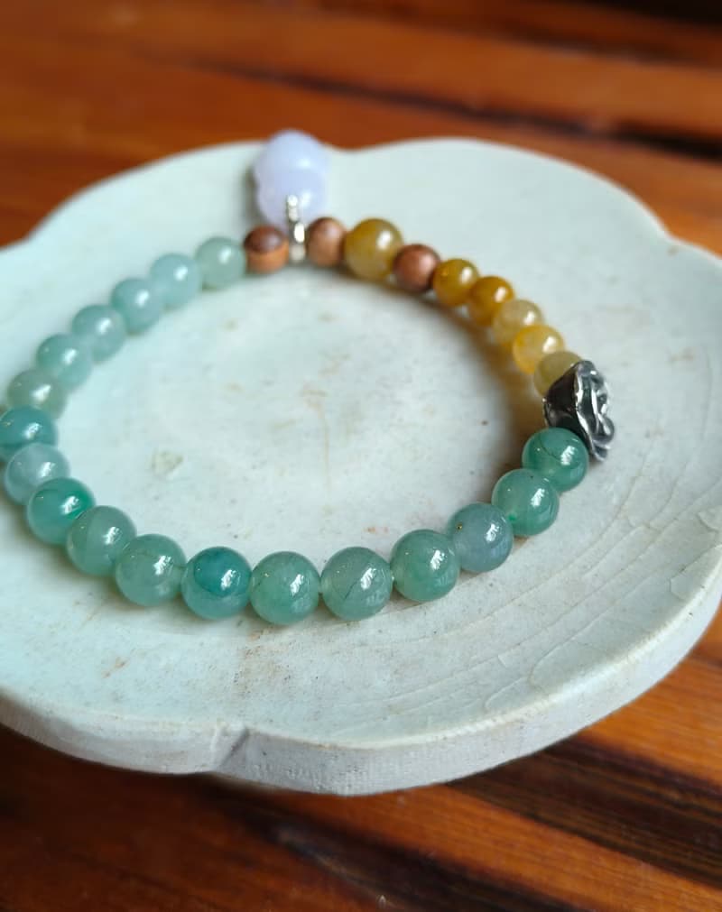 緬甸天然冰種黃、綠翡珠 紫翡葫蘆 手串手鍊