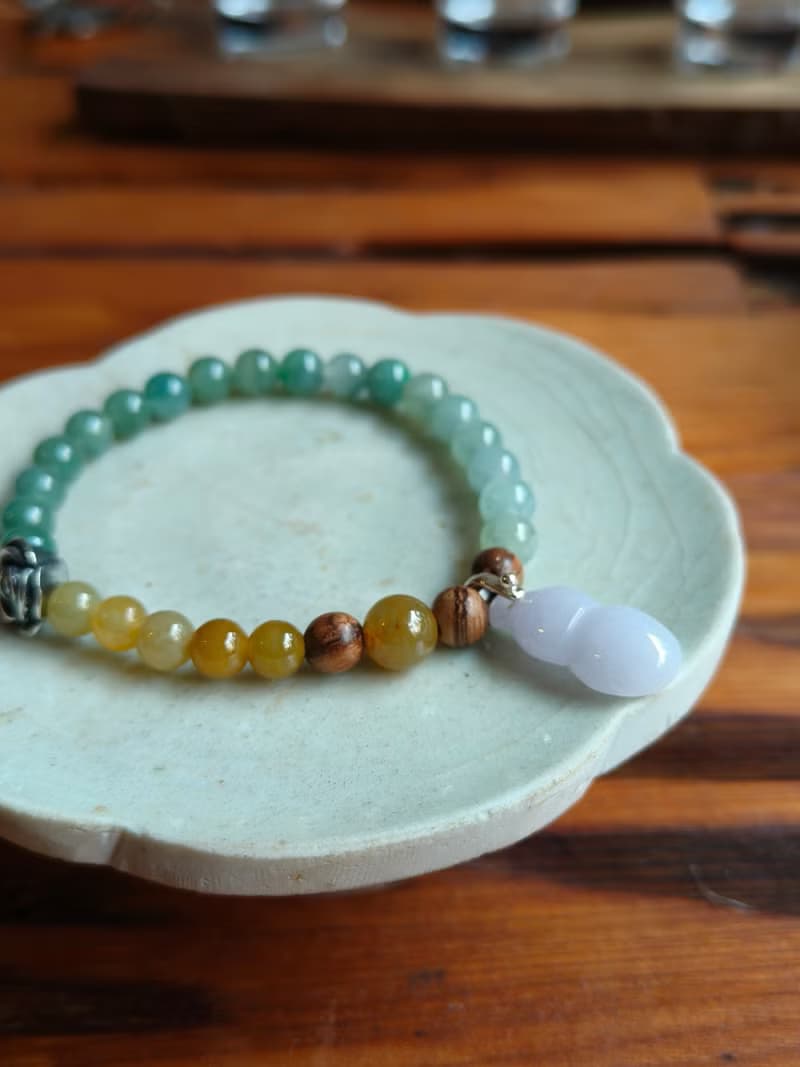 緬甸天然冰種黃、綠翡珠 紫翡葫蘆 手串手鍊