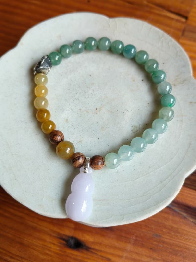 緬甸天然冰種黃、綠翡珠 紫翡葫蘆 手串手鍊