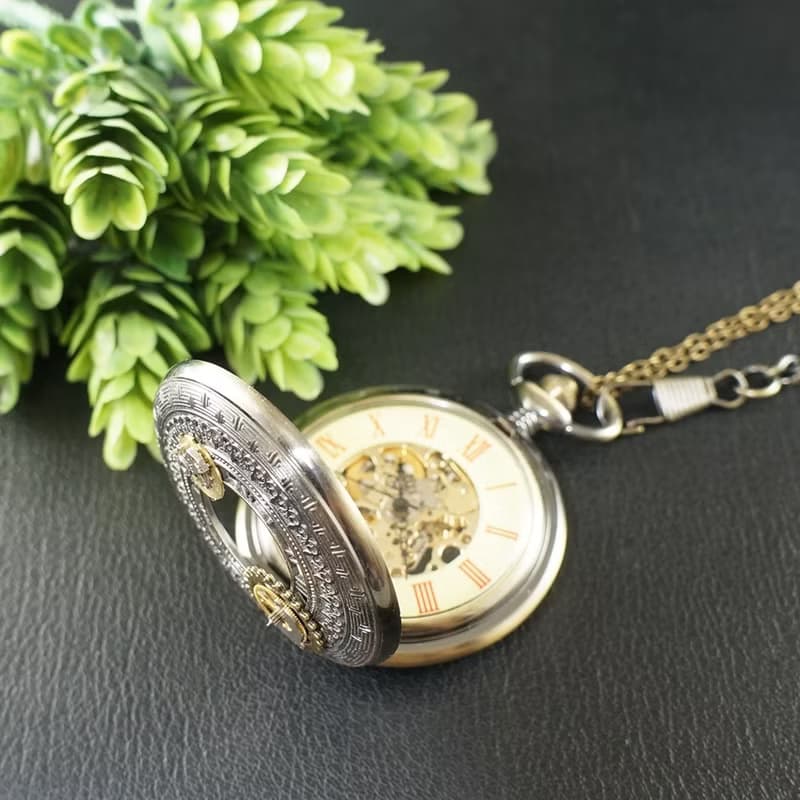 Mechanical Pocket Watch Pendant Steampunk Necklace Watch Gears Jewelry Accessory
