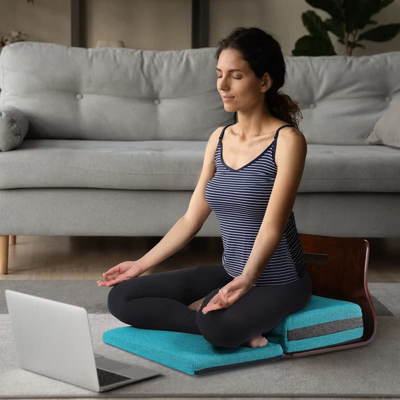 Quelea 冥想曲木椅 打坐椅 靜坐椅 地板椅 和室椅 湖水藍 墊椅