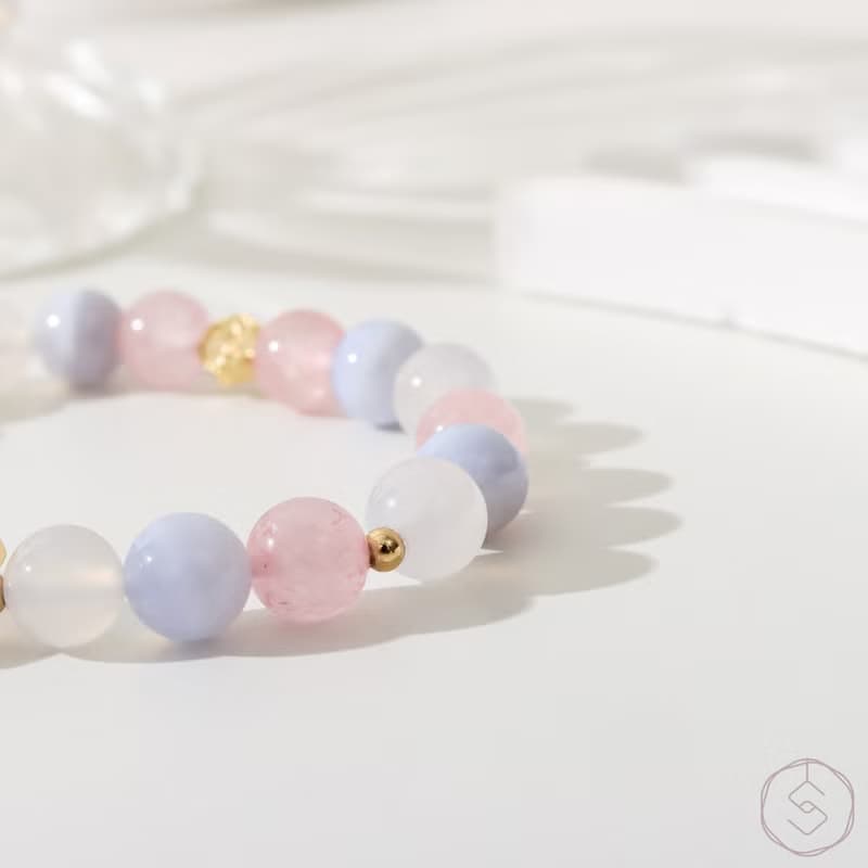 重生 | 粉水晶 藍紋瑪瑙 白瑪瑙 | 天然水晶手鍊