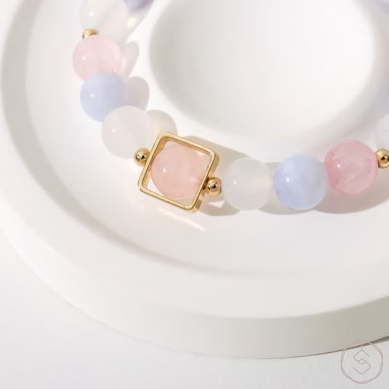 重生 | 粉水晶 藍紋瑪瑙 白瑪瑙 | 天然水晶手鍊