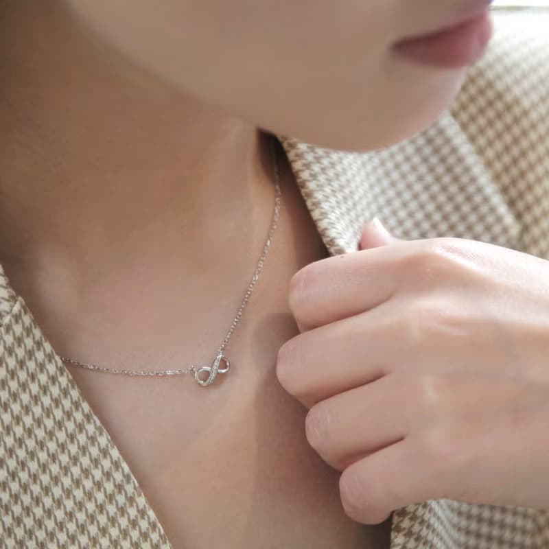 精鑲無限純銀項鍊 | 經典無限符號 鋯石項鍊 輕珠寶款