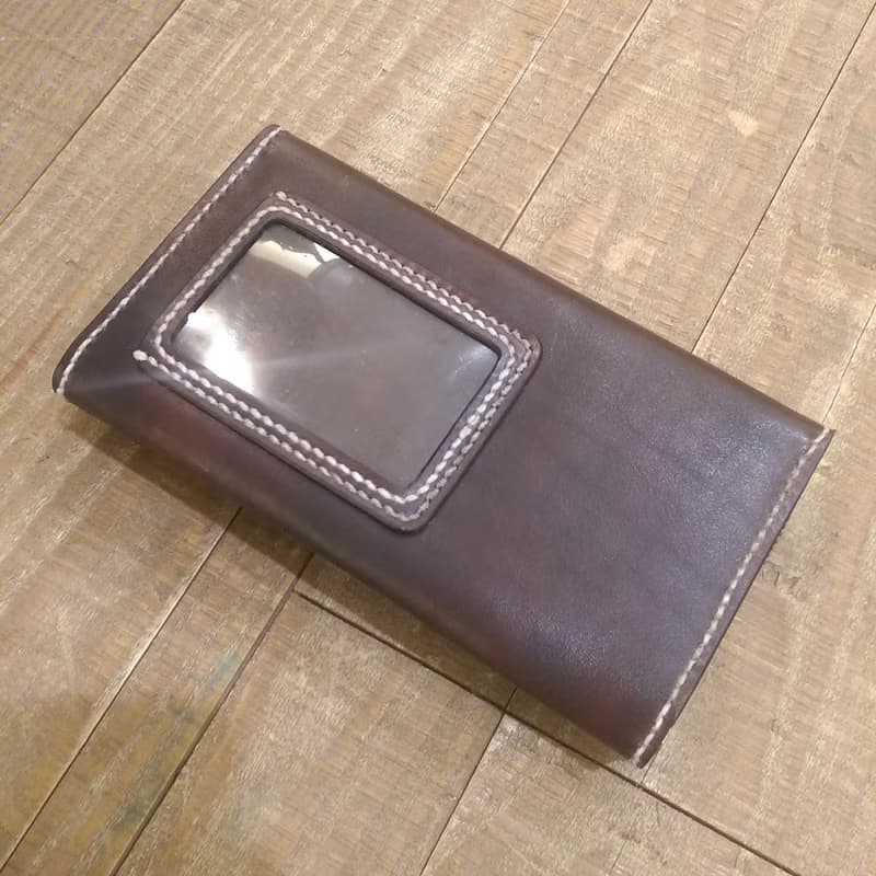 純手工製作手工染色皮革長夾附零錢包 (免費印字，繡字）