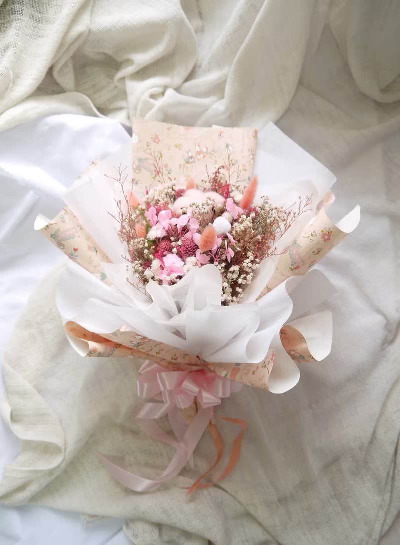 春櫻.粉嫩春櫻.櫻花色系.乾燥花.永生花.不凋花.求婚花束