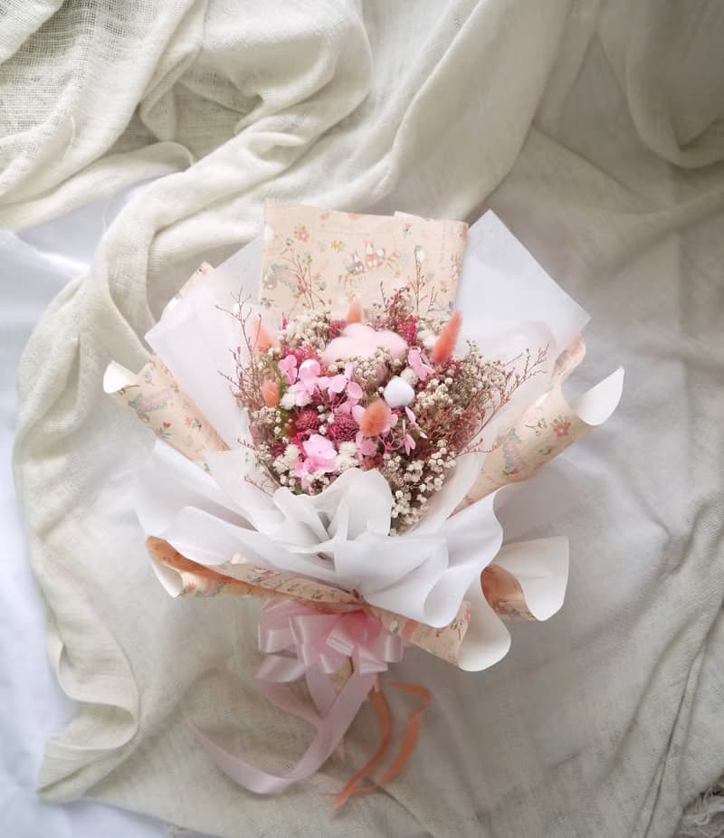 春櫻.粉嫩春櫻.櫻花色系.乾燥花.永生花.不凋花.求婚花束