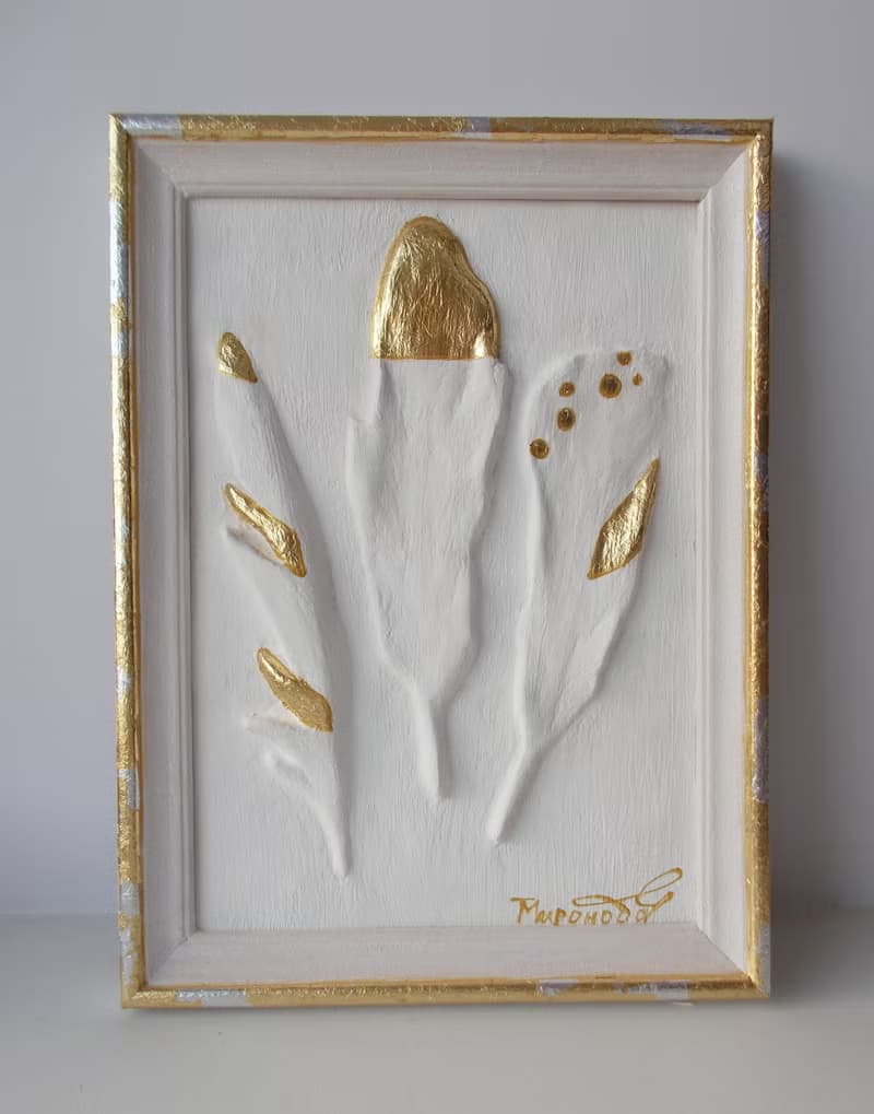 帶框 3D 牆藝術金色羽毛牆藝術淺浮雕裝飾牆板