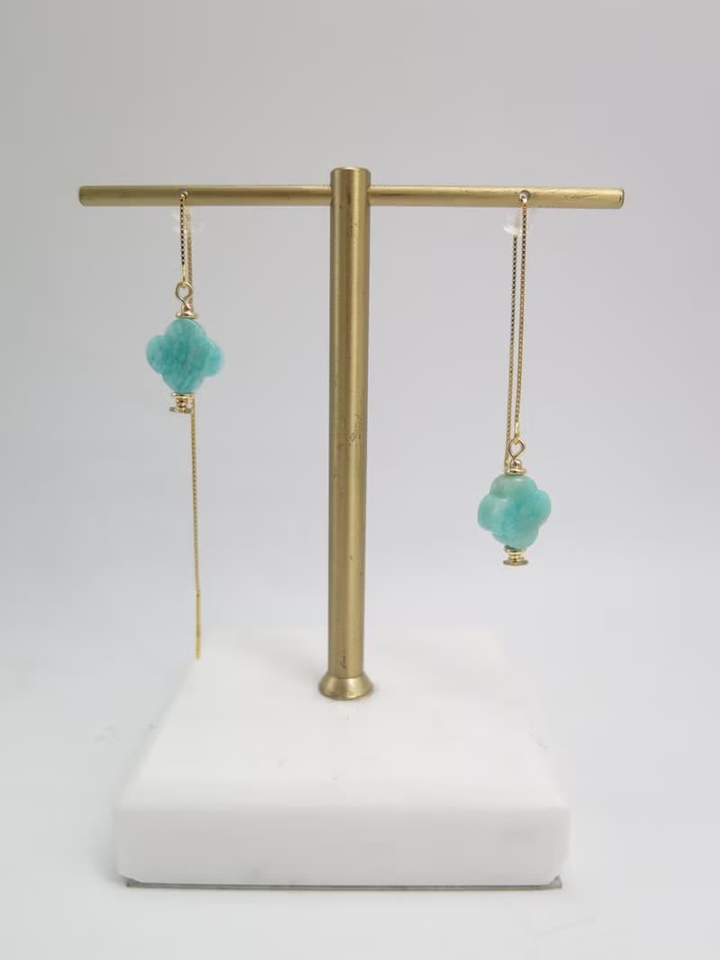 【生日禮物】COLE COOL原創幸運草天河石純銀耳線耳環 可拉長短