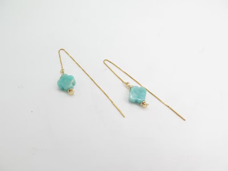 【生日禮物】COLE COOL原創幸運草天河石純銀耳線耳環 可拉長短