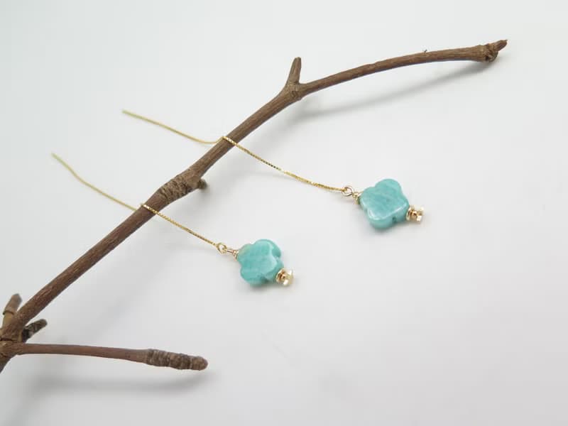 【生日禮物】COLE COOL原創幸運草天河石純銀耳線耳環 可拉長短