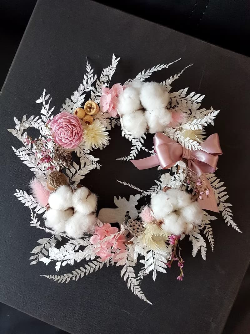 海藏設計│粉色雪國聖誕花圈 /交換禮物/聖誕禮物/