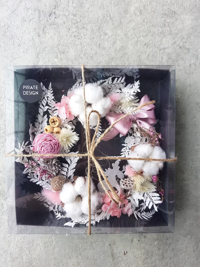 海藏設計│粉色雪國聖誕花圈 /交換禮物/聖誕禮物/