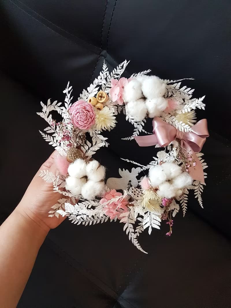 海藏設計│粉色雪國聖誕花圈 /交換禮物/聖誕禮物/