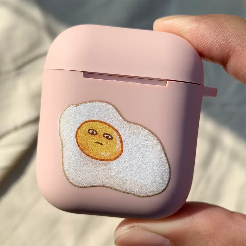 冷淡的荷包蛋 粉色磨砂軟殼 AirPods 耳機保護套 耳機殼