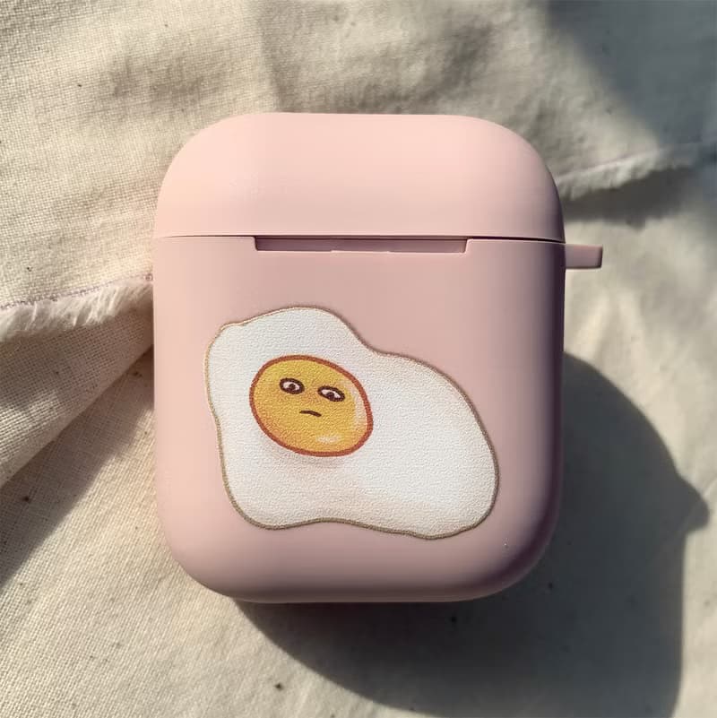 冷淡的荷包蛋 粉色磨砂軟殼 AirPods 耳機保護套 耳機殼