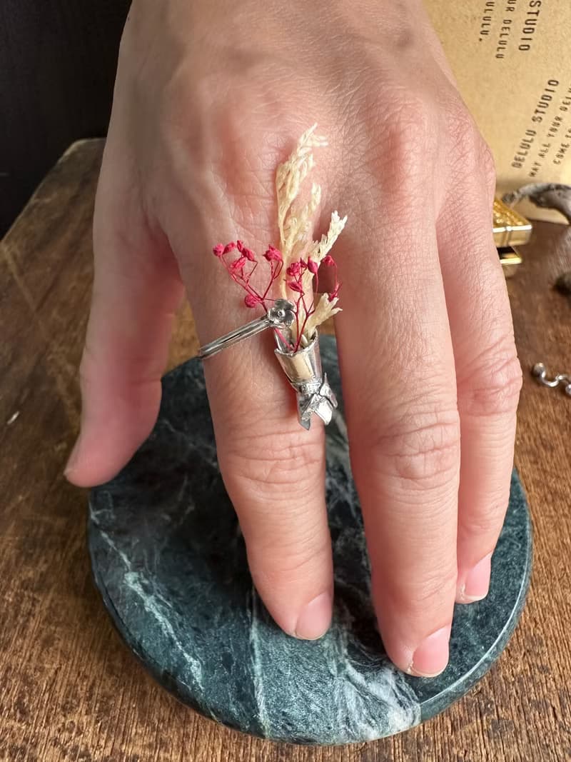手作銀飾— Bouquet戒指 925銀花束 手作戒指 925純銀 開放戒圍