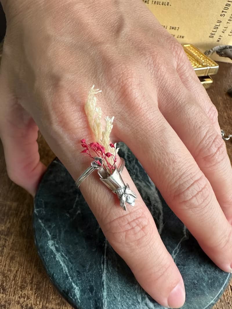 手作銀飾— Bouquet戒指 925銀花束 手作戒指 925純銀 開放戒圍