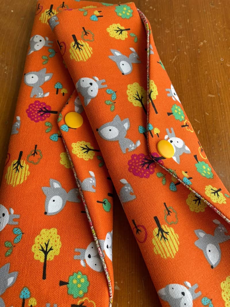 文青風環保筷袋  松鼠遊趣 橘 手作餐具袋.交換禮物.嚴選最