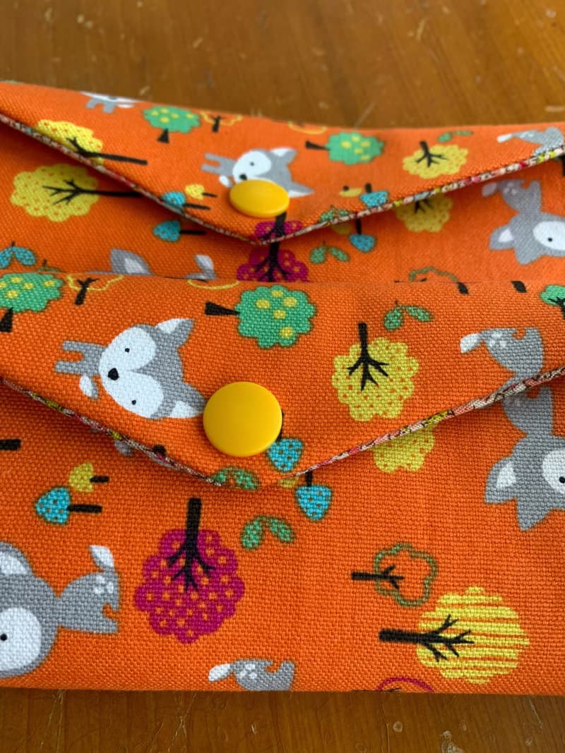 文青風環保筷袋  松鼠遊趣 橘 手作餐具袋.交換禮物.嚴選最