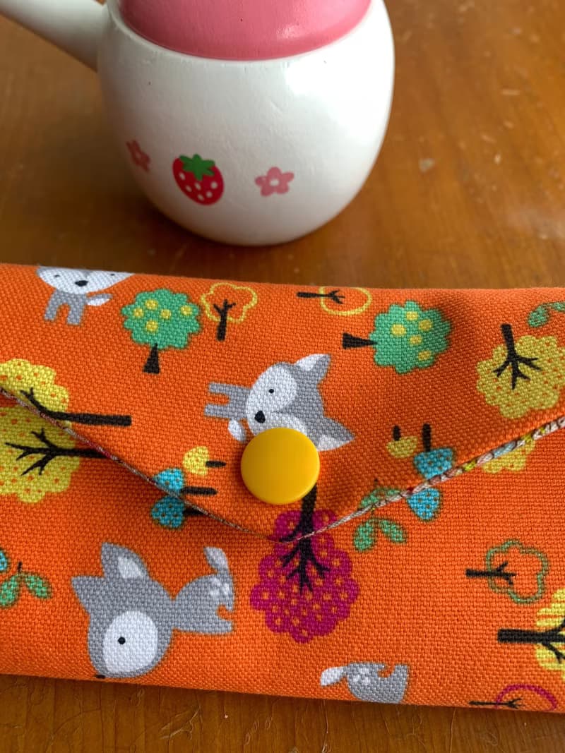 文青風環保筷袋  松鼠遊趣 橘 手作餐具袋.交換禮物.嚴選最
