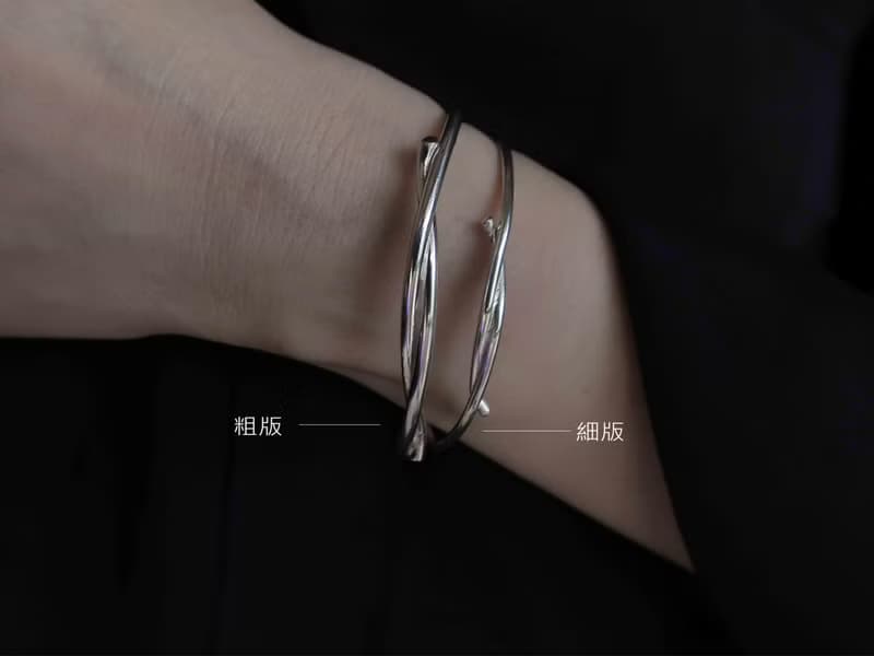925純銀 水波 線條 細版 粗版 開口式  男女 手環 免費送禮包裝