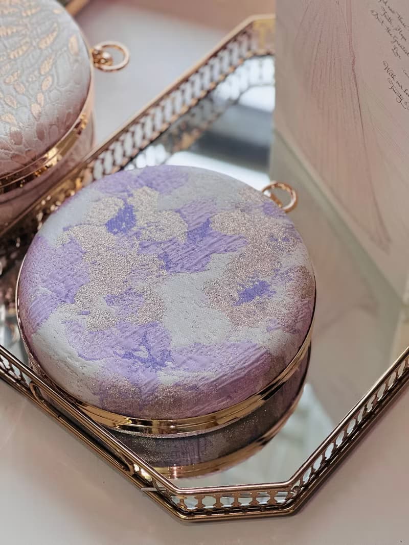 金箔粉紫小圓包 - 可手拿/斜揹/ 婚禮姊妹禮物