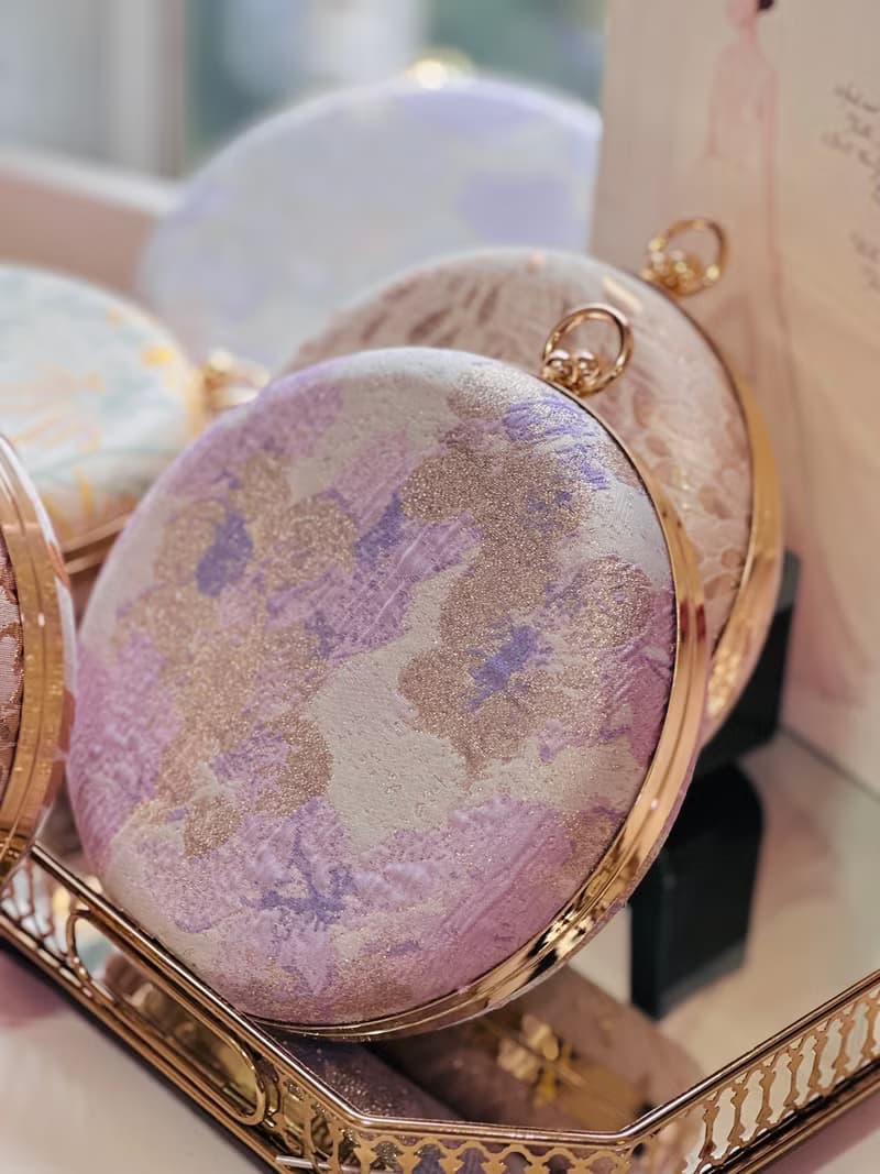 金箔粉紫小圓包 - 可手拿/斜揹/ 婚禮姊妹禮物