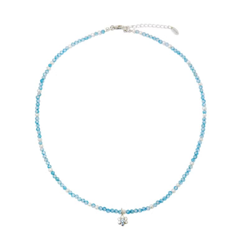 mini flower beaded necklace 托帕石花朵寶石串珠項鍊