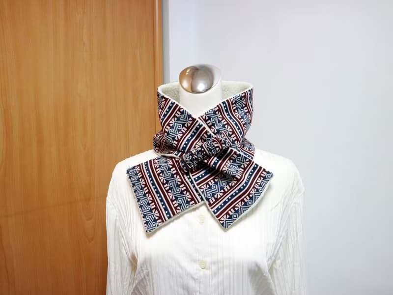 原住民風 可調式短圍巾.scarf 保暖圍脖 雙面雙色 大人.小孩均適