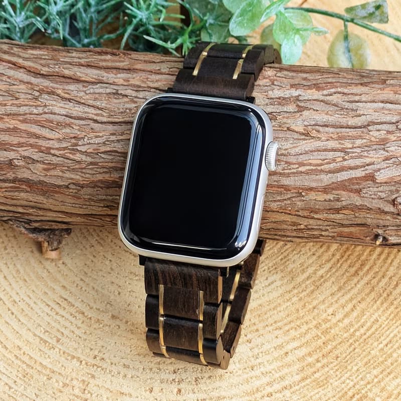 【木製バンド】EINBAND AppleWatch アップルウォッチ 天然木バンド 木のベルト 20mm【サンダルウッド×ゴールド】