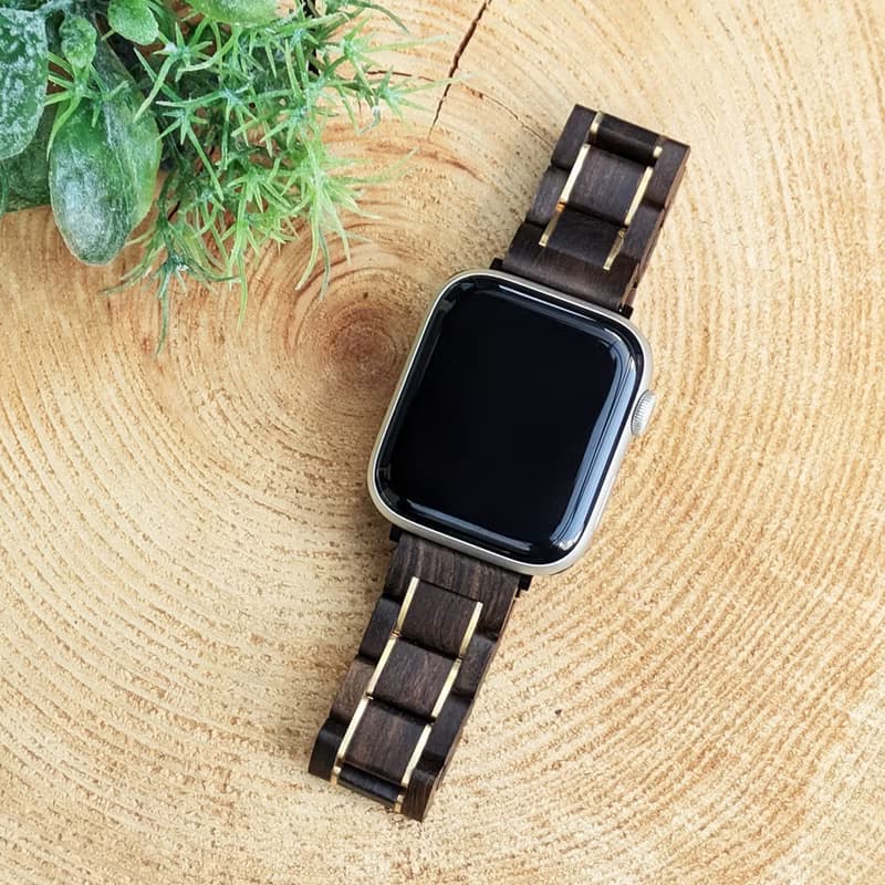 【木製バンド】EINBAND AppleWatch アップルウォッチ 天然木バンド 木のベルト 20mm【サンダルウッド×ゴールド】