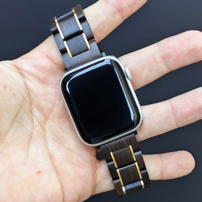 【木製バンド】EINBAND AppleWatch アップルウォッチ 天然木バンド 木のベルト 20mm【サンダルウッド×ゴールド】