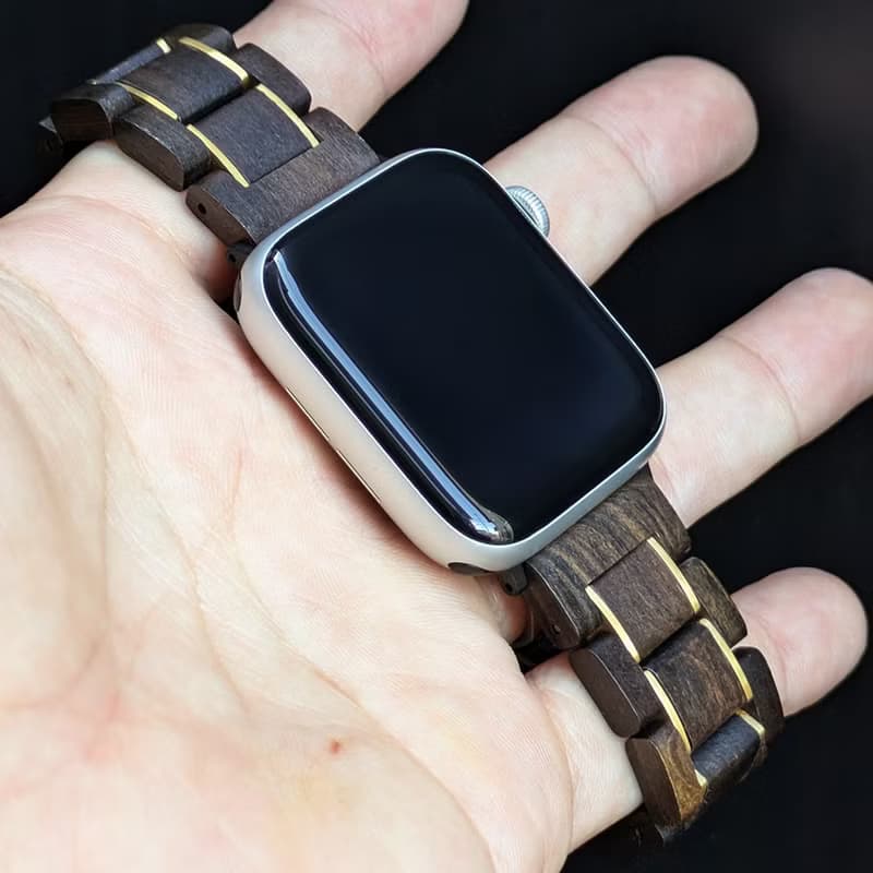 【木製バンド】EINBAND AppleWatch アップルウォッチ 天然木バンド 木のベルト 20mm【サンダルウッド×ゴールド】