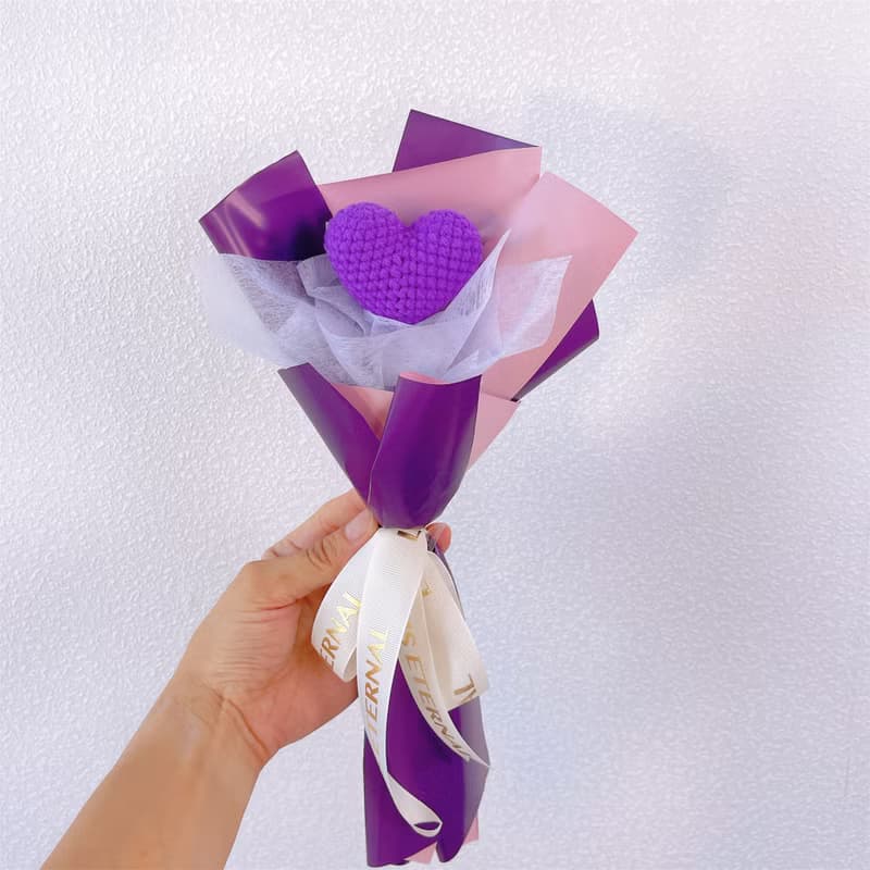 手工編織心形包裹花束