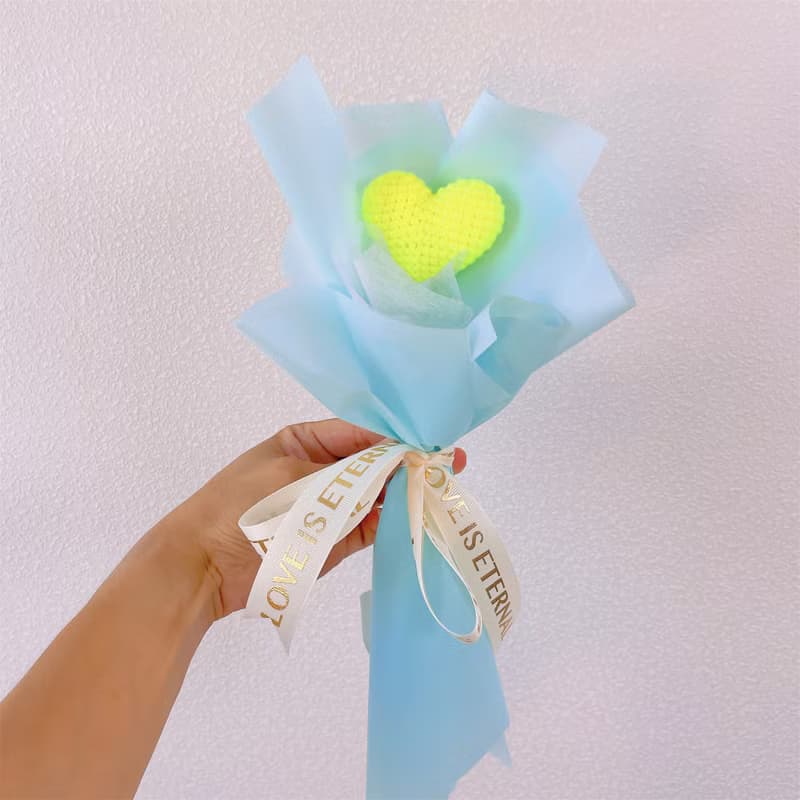 手工編織心形包裹花束