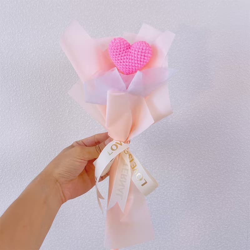 手工編織心形包裹花束