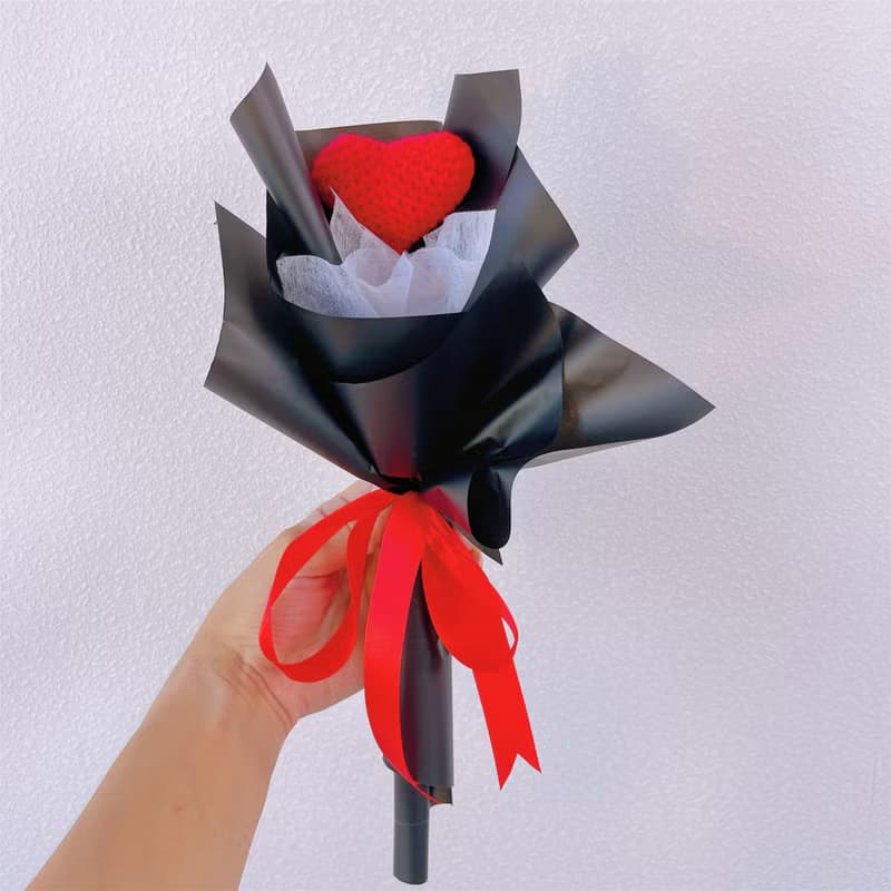 手工編織心形包裹花束