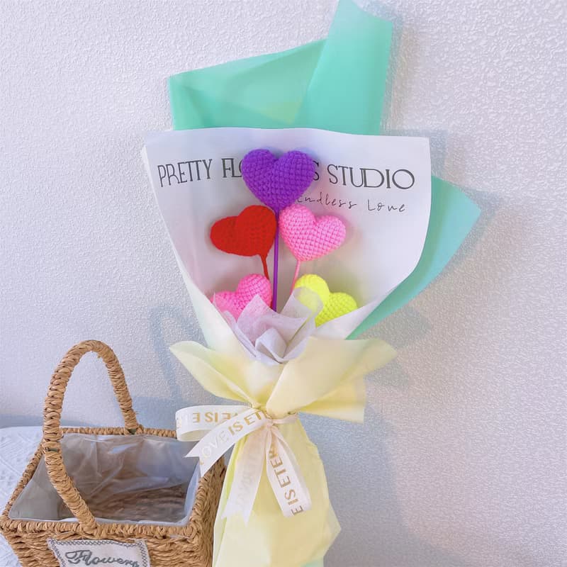 手工編織心形包裹花束