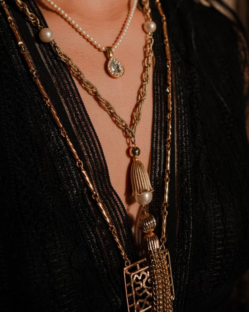 Vintage Pearl Gold Tassel Long Necklace